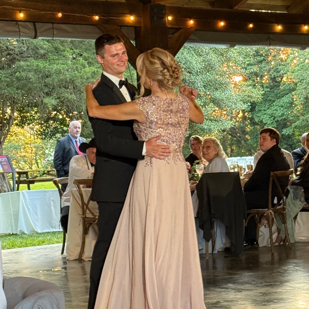 Mac Duggal Pink Embellished Cap Sleeve Bodice Flowy Gown - Picture 7 of 14